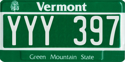 VT license plate YYY397