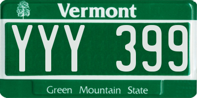 VT license plate YYY399