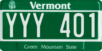 VT license plate YYY401