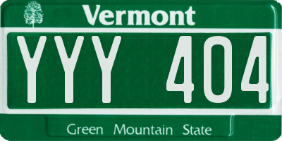 VT license plate YYY404