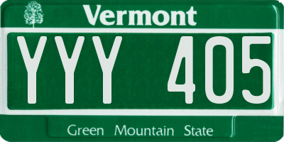VT license plate YYY405