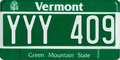 VT license plate YYY409
