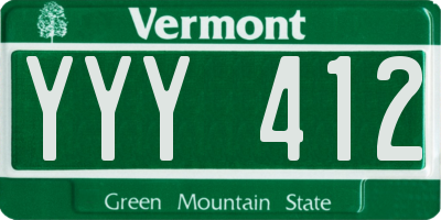 VT license plate YYY412