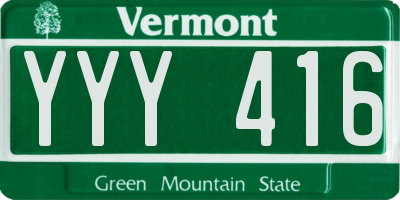 VT license plate YYY416