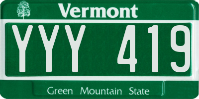 VT license plate YYY419