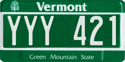 VT license plate YYY421