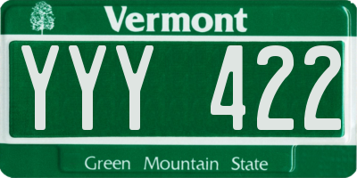VT license plate YYY422