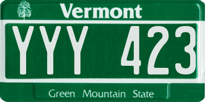 VT license plate YYY423