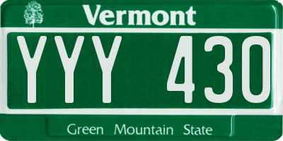 VT license plate YYY430