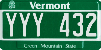 VT license plate YYY432