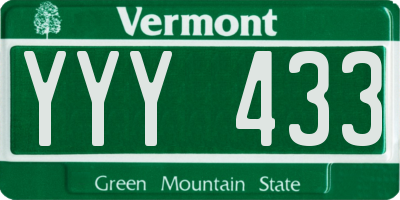 VT license plate YYY433