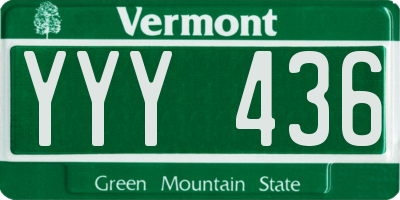 VT license plate YYY436