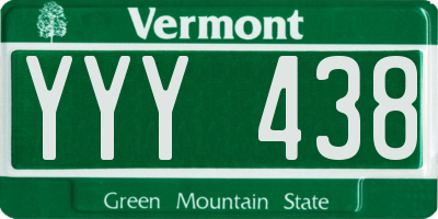 VT license plate YYY438