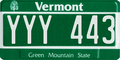 VT license plate YYY443