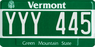 VT license plate YYY445