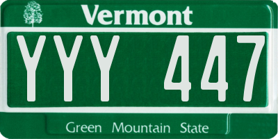VT license plate YYY447