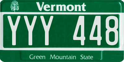 VT license plate YYY448