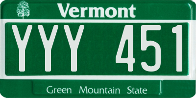 VT license plate YYY451
