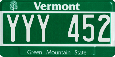 VT license plate YYY452