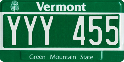 VT license plate YYY455