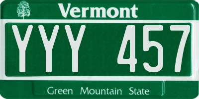 VT license plate YYY457