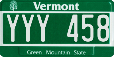 VT license plate YYY458