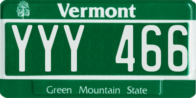 VT license plate YYY466