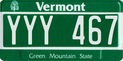 VT license plate YYY467