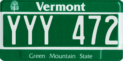 VT license plate YYY472