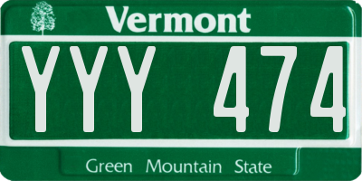VT license plate YYY474