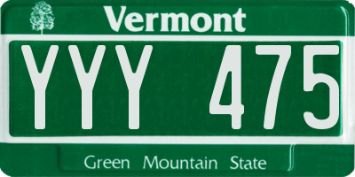 VT license plate YYY475