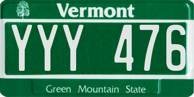 VT license plate YYY476