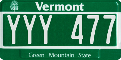 VT license plate YYY477