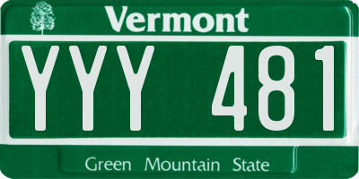 VT license plate YYY481