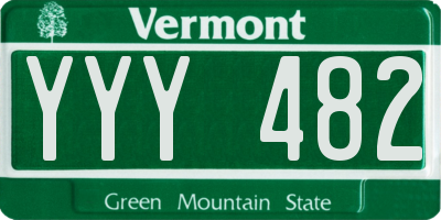 VT license plate YYY482