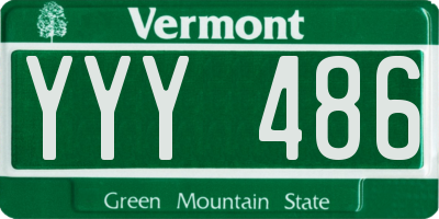 VT license plate YYY486
