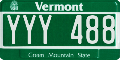 VT license plate YYY488