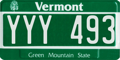 VT license plate YYY493