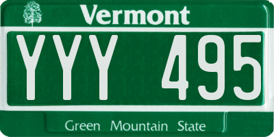 VT license plate YYY495