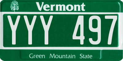 VT license plate YYY497