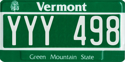 VT license plate YYY498