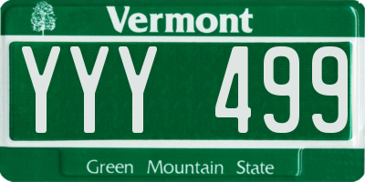 VT license plate YYY499