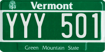 VT license plate YYY501
