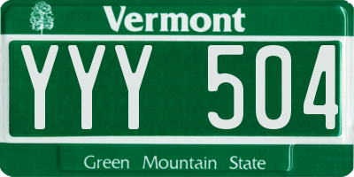VT license plate YYY504