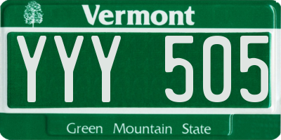 VT license plate YYY505