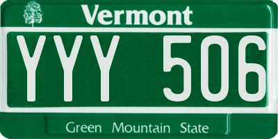 VT license plate YYY506