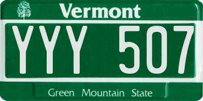 VT license plate YYY507