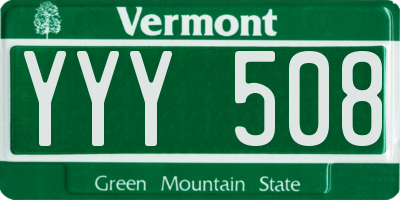 VT license plate YYY508