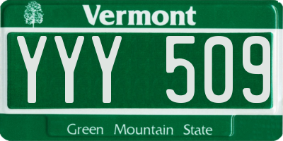 VT license plate YYY509