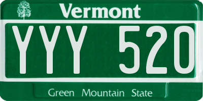 VT license plate YYY520